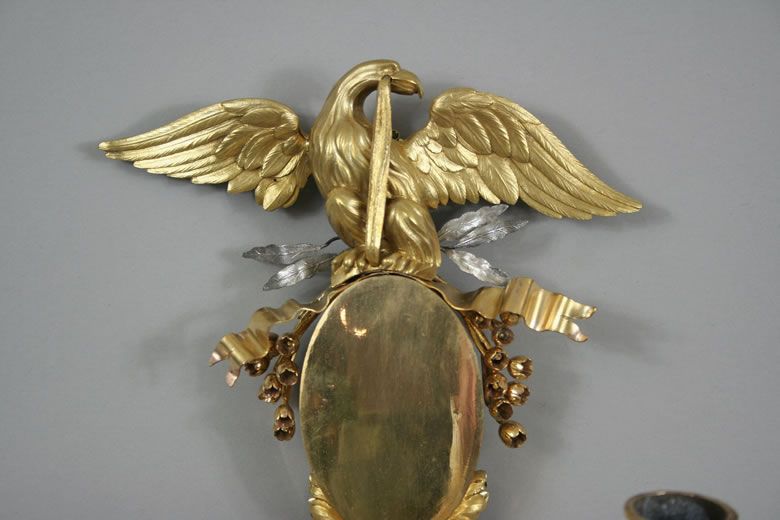 Exceptionally rare pair Louis XVI ormolu and silver appliques
