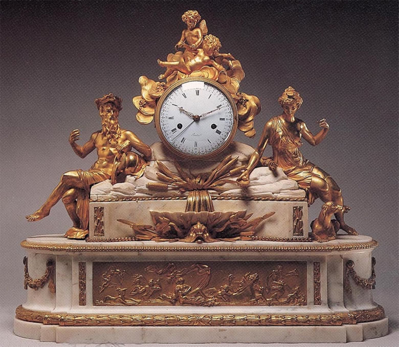 Louis XVI ormoulu and white marblemantel clock inscribed Bourdier