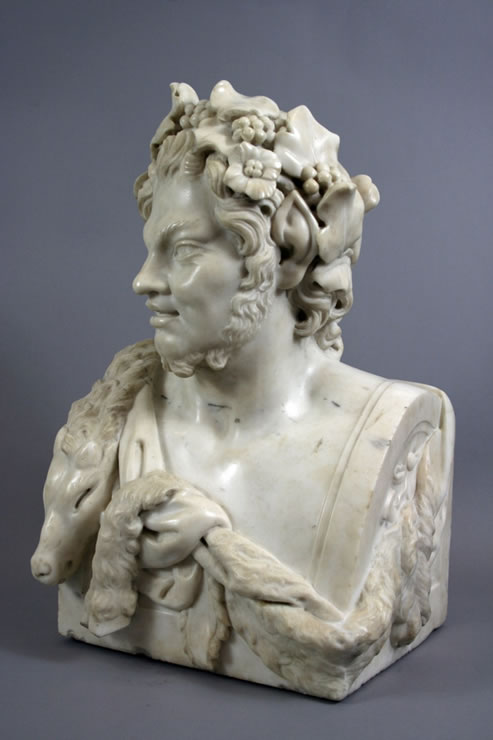 Fine white marble bust of a satyr attributed to Jean Raon (1630-1707)