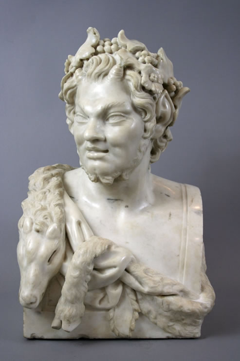 Fine white marble bust of a satyr attributed to Jean Raon (1630-1707)