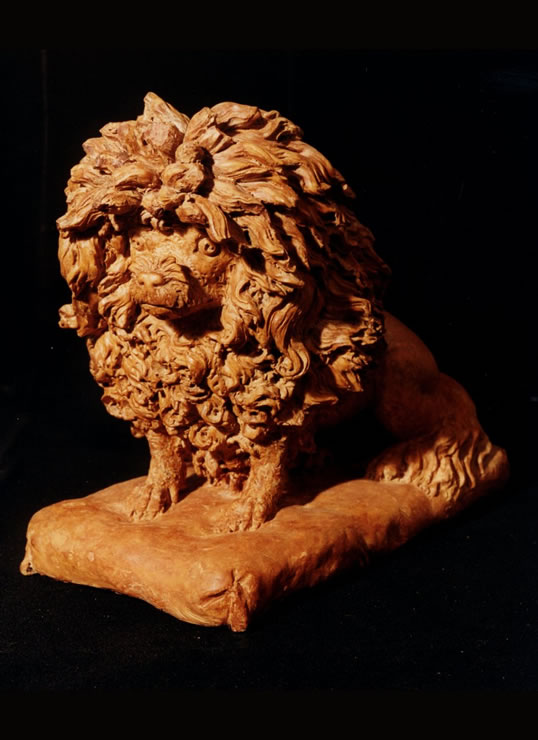 18th century terra cotta sculpture of a poodle attributed to the sculptor Anne Damer