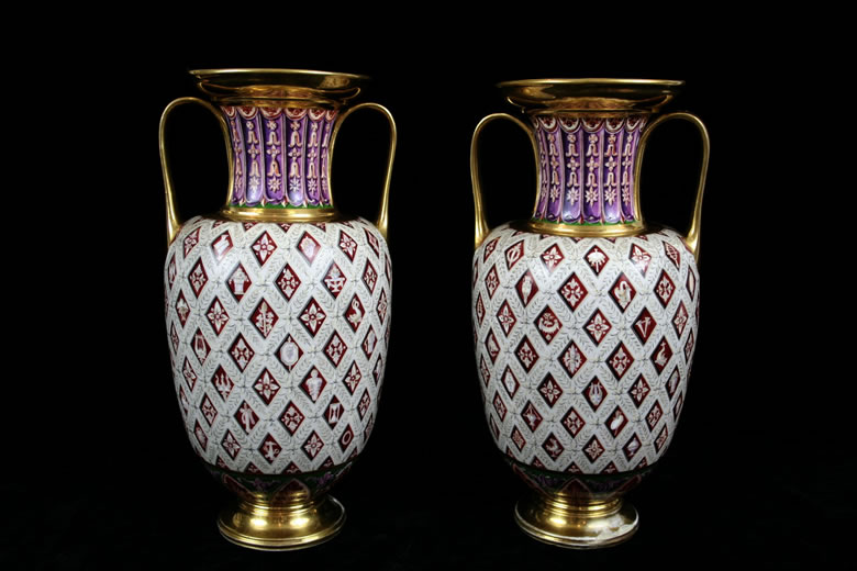 Pair very rare Svres Empire vases trusques