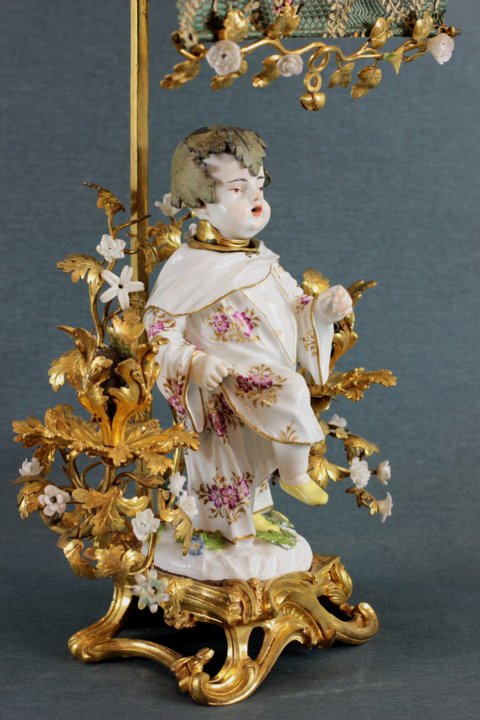 Louis XV ormoulu and Meissen porcelain candelabrum