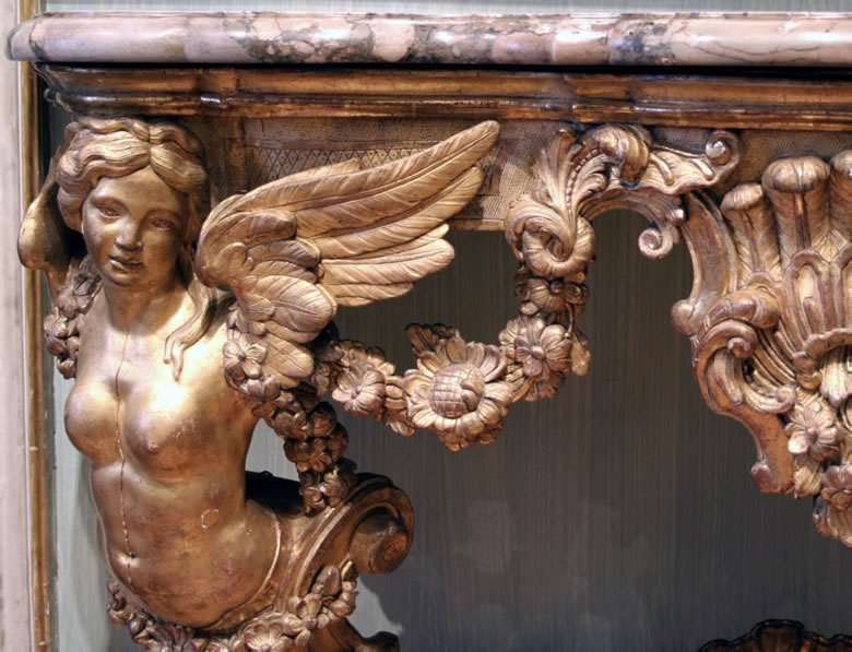 Gilded pair Louis XIV-Regence consoles