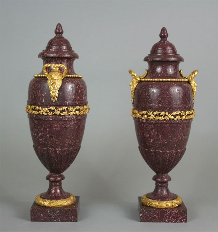 Pair Louis XVI Porphyry Vases