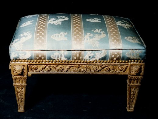 Italian neoclassical carved and gilded footstool