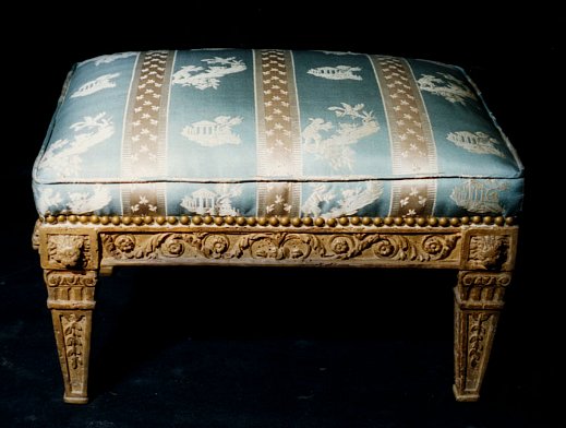 Italian neoclassical carved and gilded footstool