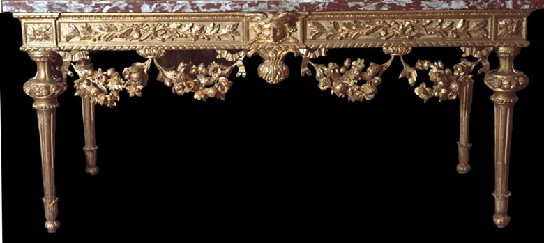 Italian neoclassical carved and gilt console table