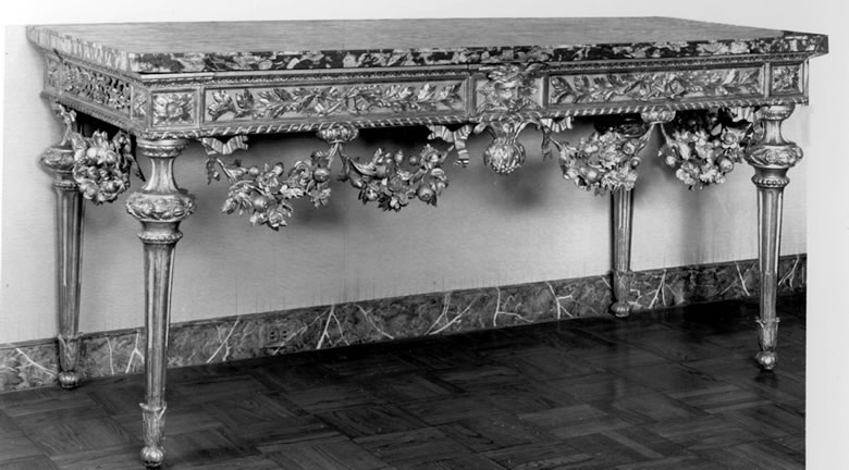 Italian neoclassical carved and gilt console table