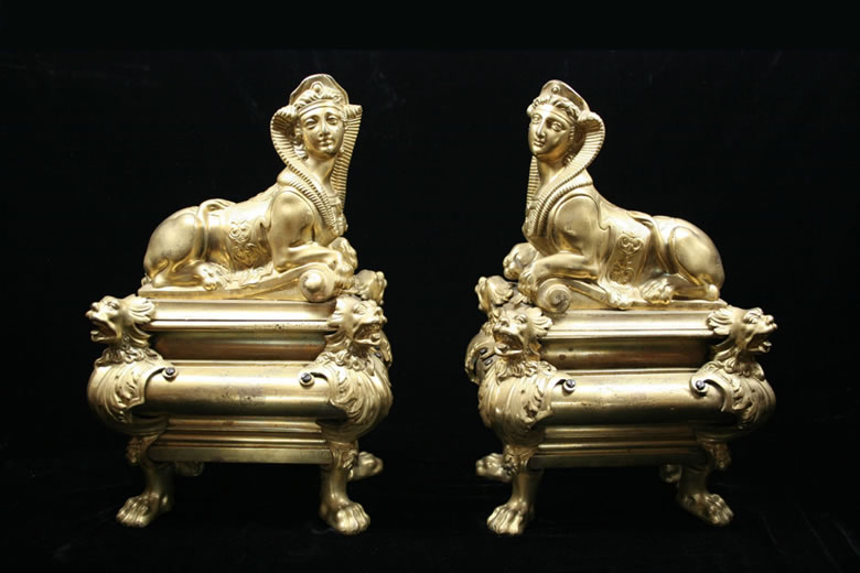 Pair Louis XIV ormoulu chenets