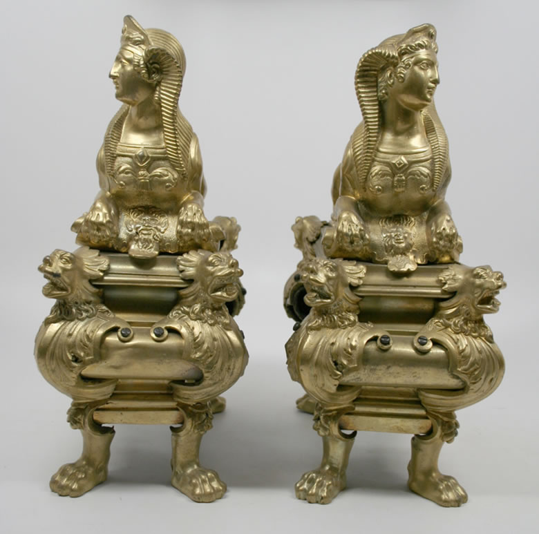 Pair Louis XIV ormoulu chenets