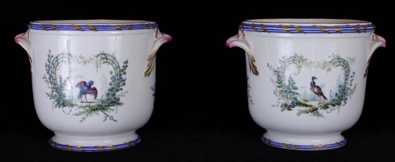 Superbly painted pair of Vincennes  seaux