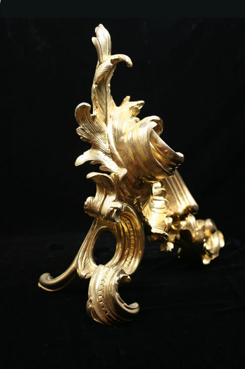 Pair Rococo ormolu chenets