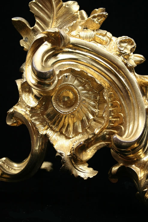 Pair Rococo ormolu chenets