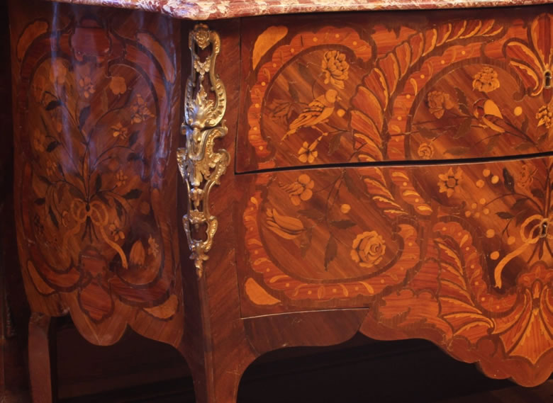 Louis XV marquetry commode signed Hansen and Saunier