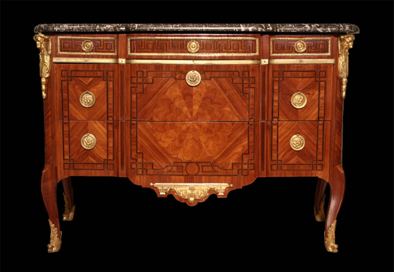 Transitional commode with sunburst motif