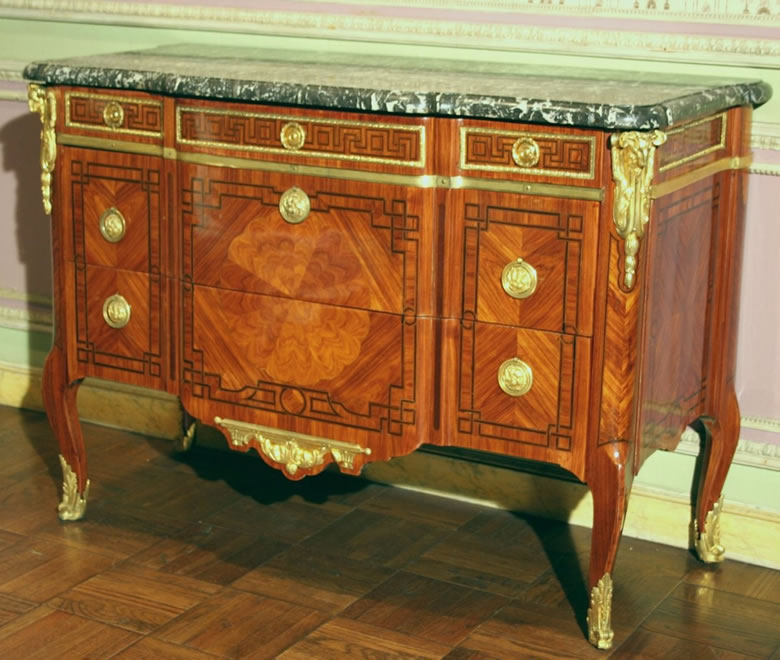 Transitional commode with sunburst motif