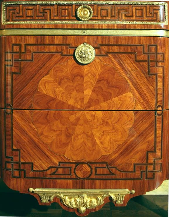 Transitional commode with sunburst motif