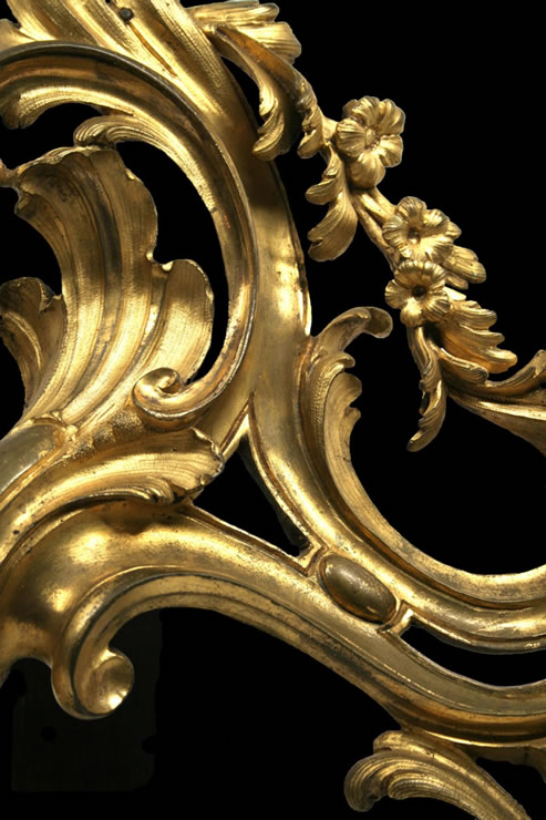 Louis XV rococo ormolu chenets