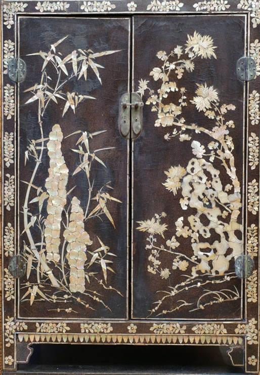 Pair Ming Dynasty mother-of-pearl compound cabinets