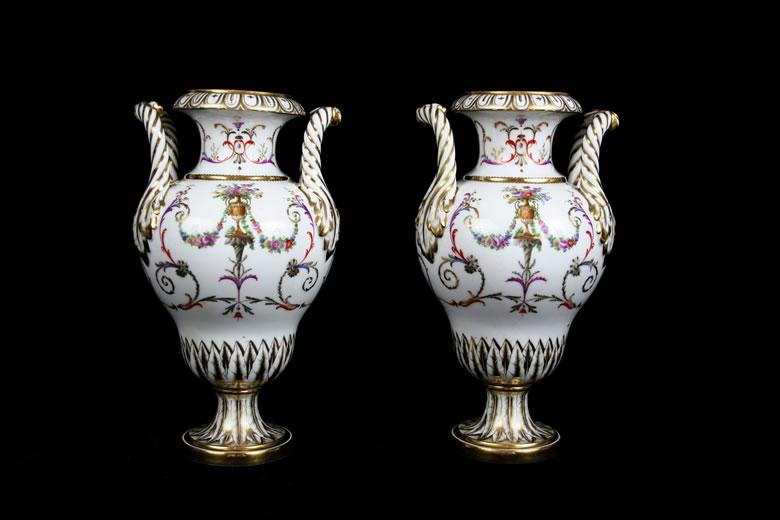  Louis XVI Paris porcelain vases from the Angoulme factory.