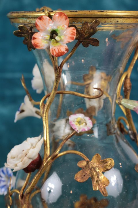 Pair Louis XV mounted glass vases