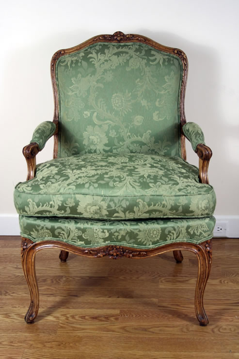 Pair well carved Louis XV beechwood fauteuils