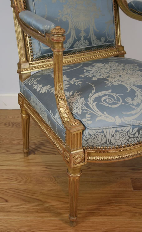 Pair gilded fauteuils attributed to Gaillard