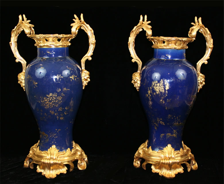 Pair Kang-Hsi  Ormolu mounted vases