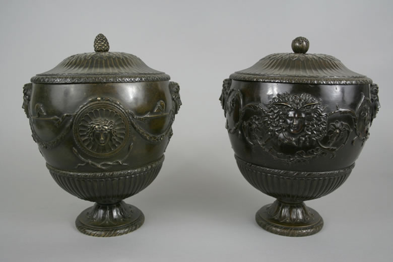 Pair Italian bronze cinerary vases