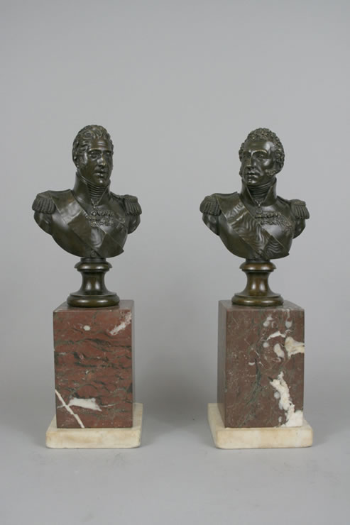 Pair bronze bust of Charles X and Louis Antoine