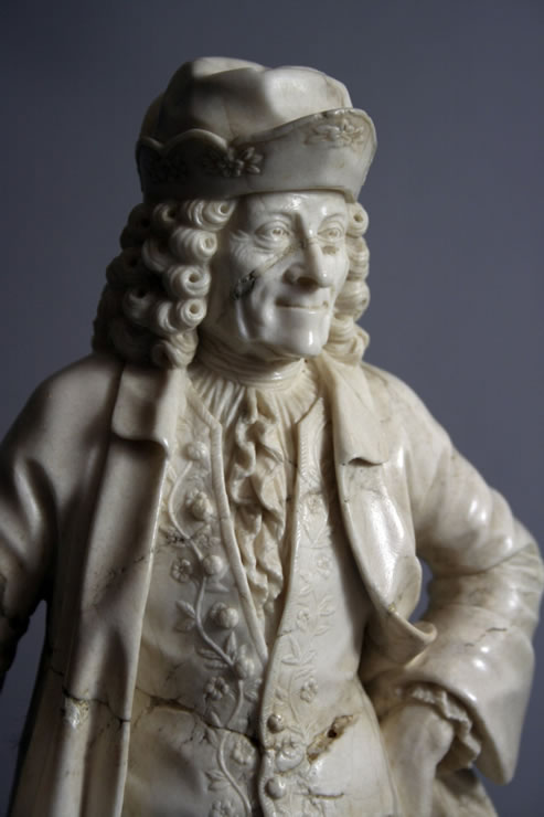 Voltaire alabaster by Jean-Claude-Francois Joseph Rosset