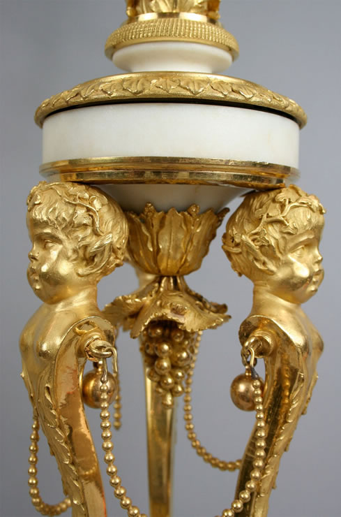 Pair Louis XVI ormolu and marble candelabra 