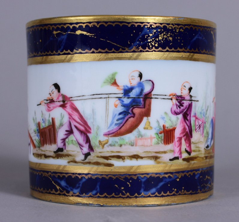 Sevres Chinoiserie cup and saucer decorated on all surfaces