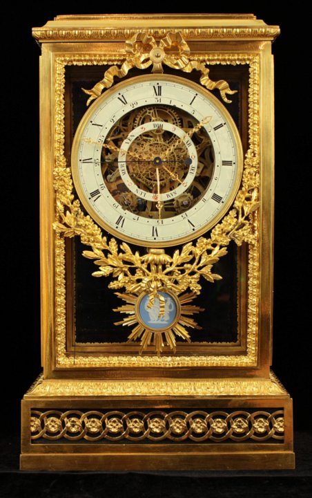 Louis XVI skeletonized pendule-cage in ormoulu case by Thomire