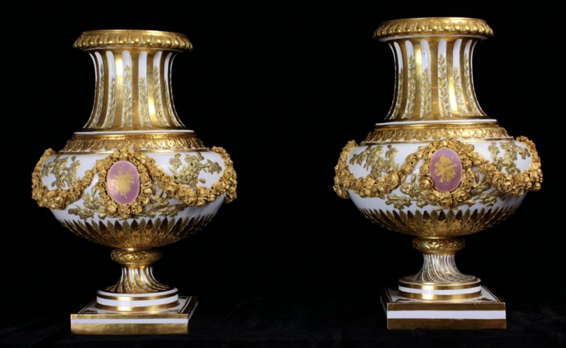 Exceptional pair Svres hard paste Vases du Roi