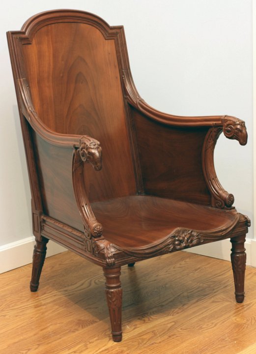 Solid mahogany bergre made for the duc de Penthivre by Jacob