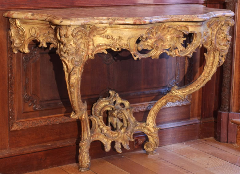Louis XV gilded console with original gilding and marble top