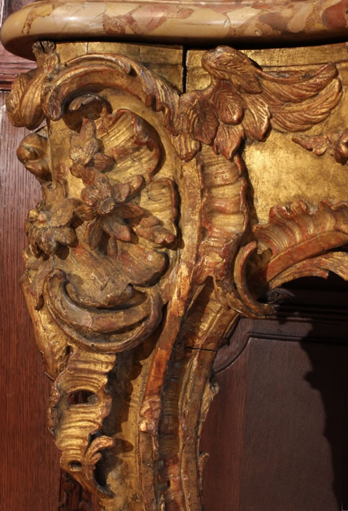 Louis XV gilded console with original gilding and marble top