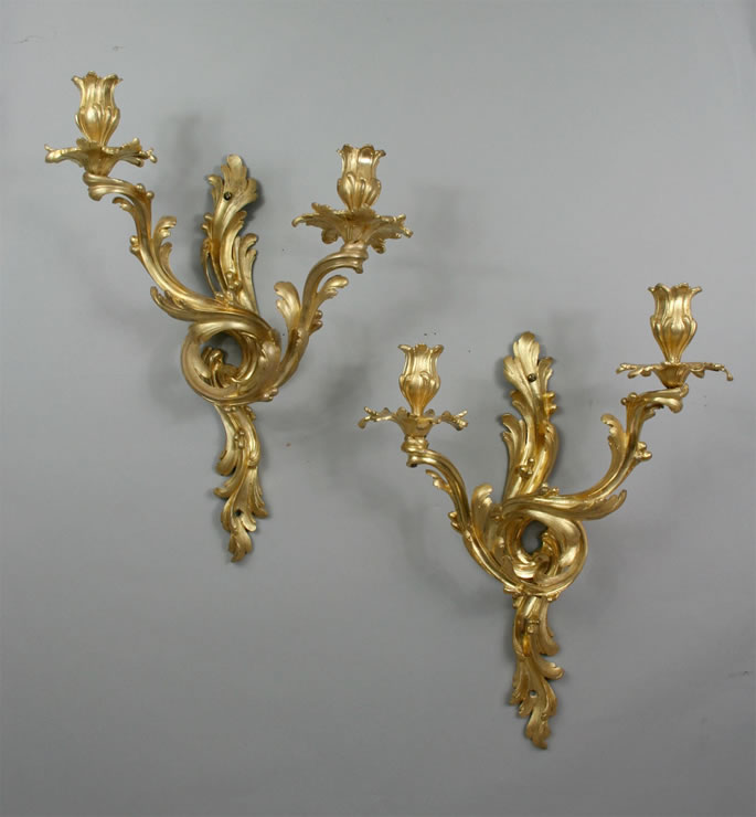 Louis XV two light ormolu wall sconces