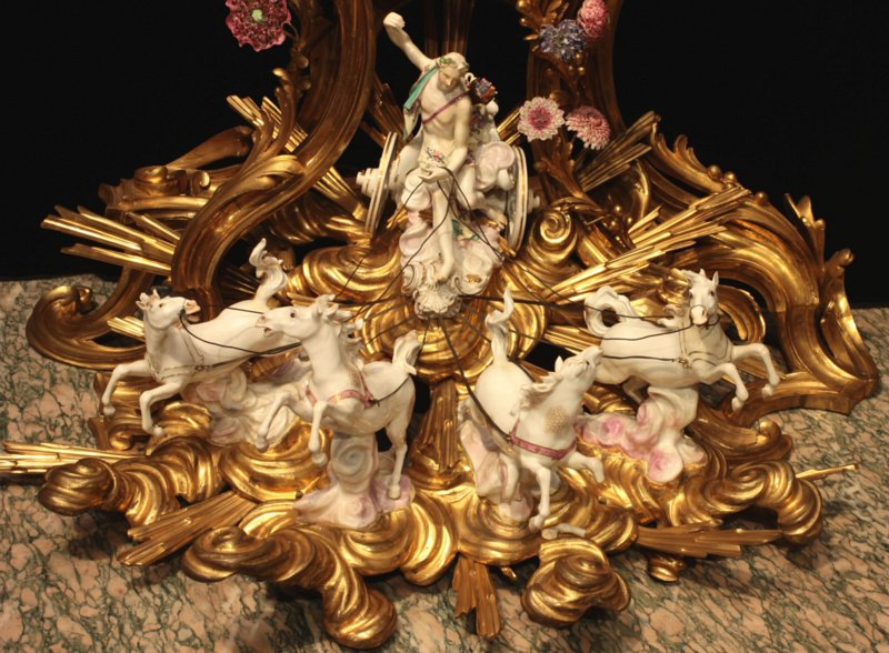  Louis XV ormoulu, Meissen porcelain and Vincennes porcelain clock  with movement by Causard