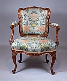 Superb Louis XV carved Walnut Fauteuil signed BOUCAULT