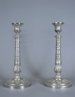 Pair Charles X silvered bronze candlesticks