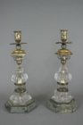 Baroque style rock crystal and vermeil candlesticks