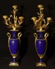 Pair of neoclassical ormoulu and Svres porcelain candelabra. 