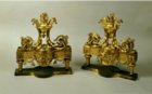 Pair Louis XVI ormoulu chenets with original gilding