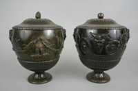 Pair Italian bronze cinerary vases