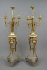 Pair Louis XVI ormolu and marble candelabra 