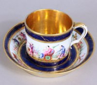 Sevres Chinoiserie cup and saucer decorated on all surfaces