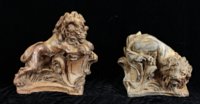 Pair Terracotta sentinal lions